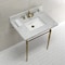 Fauceture KVPB3022M8SQ7 30" Console Sink with Brass Legs (8-Inch, 3 Hole), Marble White/Brushed Brass KVPB3022M8SQ7 - alternate 3